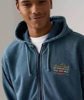 SUDADERA CON CREMALLERA LOWELL WESTERN AZUL ENVEJECIDA