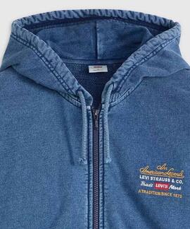 SUDADERA CON CREMALLERA LOWELL WESTERN AZUL ENVEJECIDA