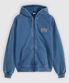SUDADERA CON CREMALLERA LOWELL WESTERN AZUL ENVEJECIDA