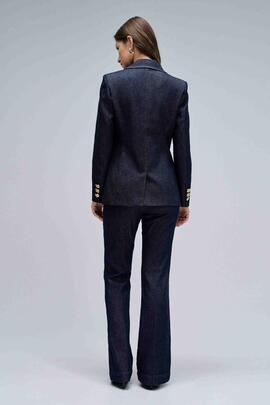 BLAZER SLIM FIT EN DENIM AZUL ÍNDIGO
