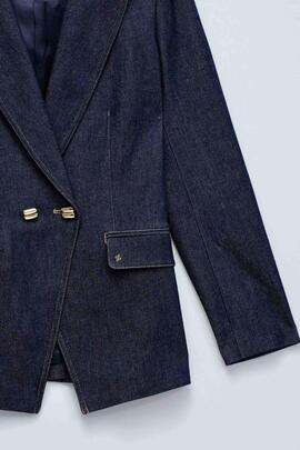 BLAZER SLIM FIT EN DENIM AZUL ÍNDIGO