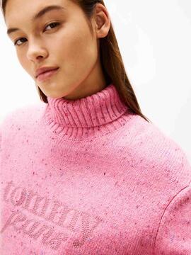 JERSEY CUELLO CISNE LANA JASPEADA ROSA