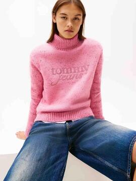 JERSEY CUELLO CISNE LANA JASPEADA ROSA