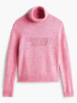JERSEY CUELLO CISNE LANA JASPEADA ROSA