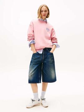 SUDADERA DE FELPA RELAXED FIT CON LOGO GRÁFICO ROSA