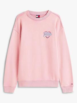 SUDADERA DE FELPA RELAXED FIT CON LOGO GRÁFICO ROSA