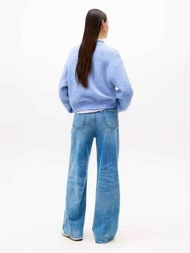JERSEY RELAXED FIT AZUL JASPEADO CON LOGO