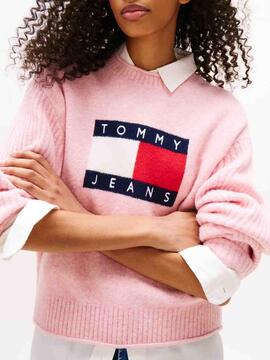 JERSEY RELAXED FIT ROSA JASPEADO CON LOGO