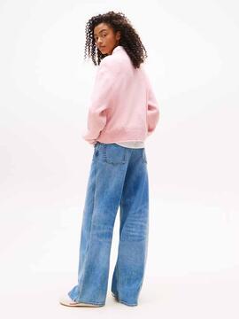JERSEY RELAXED FIT ROSA JASPEADO CON LOGO