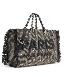 BOLSO RUE MADAM PARIS HARRIS TOTE BAG TWEED BLACK