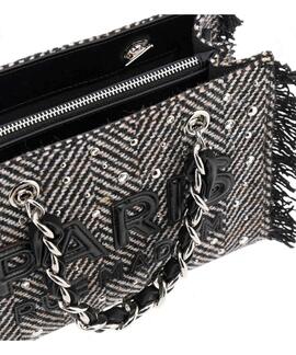 BOLSO RUE MADAM PARIS HARRIS TOTE BAG TWEED BLACK