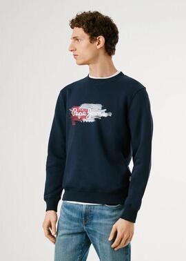 SUDADERA CON LOGO TREY CREW 594 DULWICH BLUE
