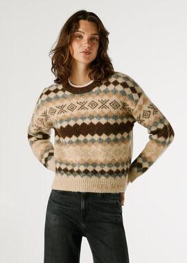 JERSEY DE PUNTO FAIRISLE CELESTINE 899 CHOCOLATE BROWN