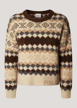 JERSEY DE PUNTO FAIRISLE CELESTINE 899 CHOCOLATE BROWN