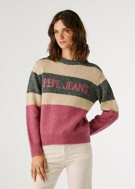 JERSEY DE PUNTO COLOR BLOCK CARLIS 373 SLATE ROSE