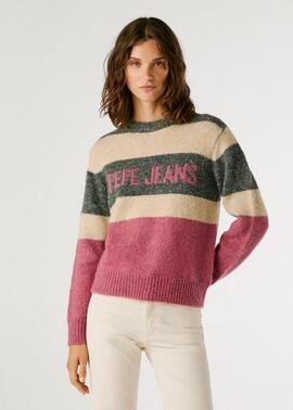 JERSEY DE PUNTO COLOR BLOCK CARLIS 373 SLATE ROSE