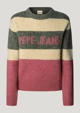 JERSEY DE PUNTO COLOR BLOCK CARLIS 373 SLATE ROSE