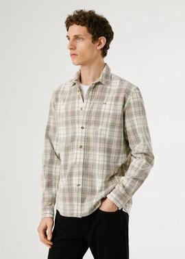 CAMISA DE PANA CAMDEN CUADROS 836 STONE BEIGE