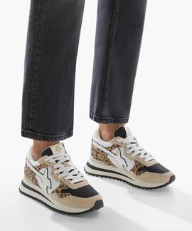 ZAPATILLAS YAK-W ANIMAL PRINT CREAM, WHITE, BLACK