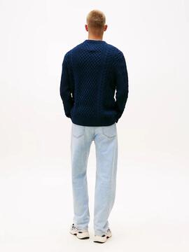 JERSEY DE PUNTO TRENZADO SLIM FIT AZUL MARINO
