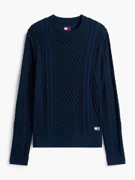 JERSEY DE PUNTO TRENZADO SLIM FIT AZUL MARINO