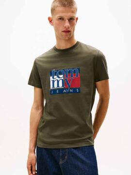 CAMISETA SLIM FIT CON LOGO GRÁFICO VERDE