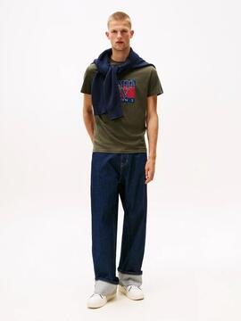 CAMISETA SLIM FIT CON LOGO GRÁFICO VERDE