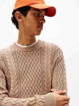 JERSEY DE PUNTO TRENZADO SLIM FIT BEIGE
