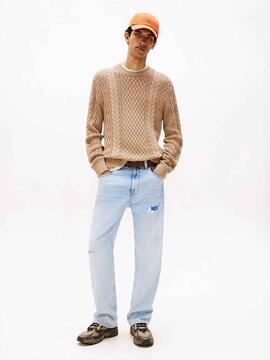 JERSEY DE PUNTO TRENZADO SLIM FIT BEIGE