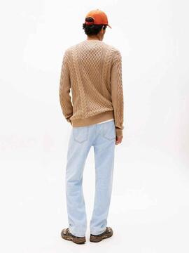 JERSEY DE PUNTO TRENZADO SLIM FIT BEIGE