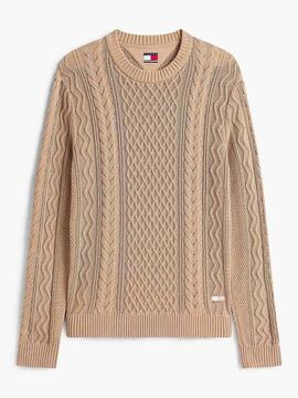 JERSEY DE PUNTO TRENZADO SLIM FIT BEIGE