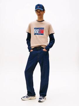 CAMISETA SLIM FIT CON LOGO GRÁFICO BEIGE