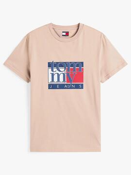 CAMISETA SLIM FIT CON LOGO GRÁFICO BEIGE