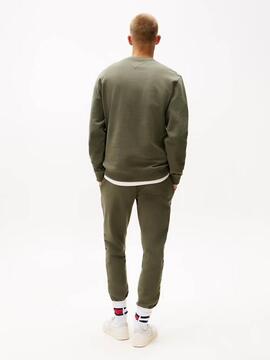 SUDADERA REGULAR FIT VERDE CON LOGO DE BANDERA