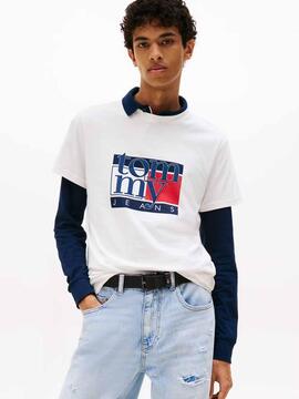 CAMISETA SLIM FIT CON LOGO GRÁFICO BLANCA