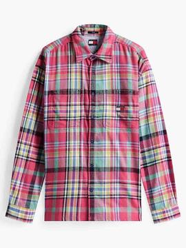 SOBRECAMISA DE FRANELA OVERSIZE RELAXED FIT CUADROS MULTICOL