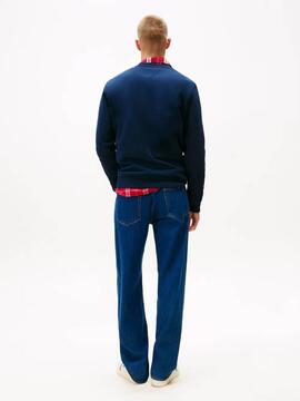 SUDADERA REGULAR FIT AZUL MARINO CON LOGO DE BANDERA