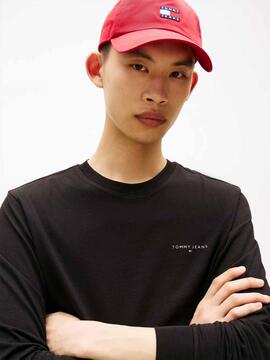 CAMISETA MANGA LARGA SLIM FIT CON LOGO LINEAL NEGRA
