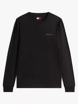 CAMISETA MANGA LARGA SLIM FIT CON LOGO LINEAL NEGRA