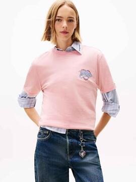 CAMISETA RELAXED FIT ROSA CON MOTIVO DE CORAZONES