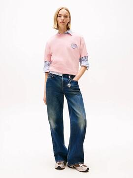 CAMISETA RELAXED FIT ROSA CON MOTIVO DE CORAZONES