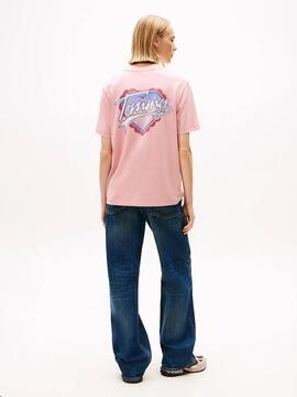 CAMISETA RELAXED FIT ROSA CON MOTIVO DE CORAZONES