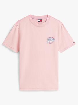 CAMISETA RELAXED FIT ROSA CON MOTIVO DE CORAZONES