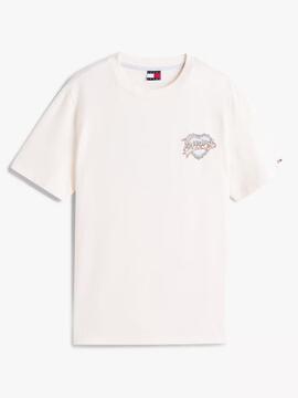 CAMISETA RELAXED FIT BANCA CON MOTIVO DE CORAZONES