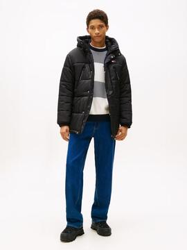 PARKA ACOLCHADA RELAXED FIT NEGRA IMPERMEABLE