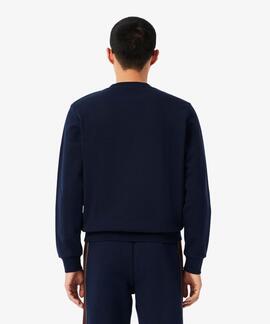 SUDADERA DE FELPA COLOR BLOCK AZUL MARINO, BLANCO, MARRÓN