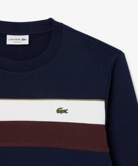 SUDADERA DE FELPA COLOR BLOCK AZUL MARINO, BLANCO, MARRÓN