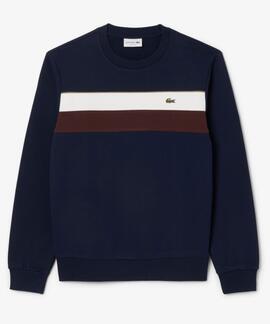 SUDADERA DE FELPA COLOR BLOCK AZUL MARINO, BLANCO, MARRÓN
