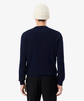 JERSEY LACOSTE CUELLO REDONDO AZUL MARINO