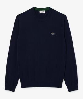 JERSEY LACOSTE CUELLO REDONDO AZUL MARINO